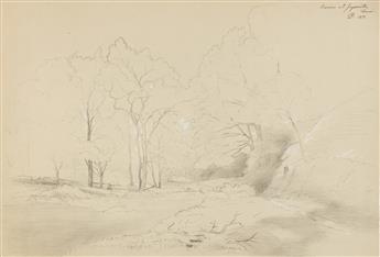 DAVID JOHNSON Two pencil landscape drawings.